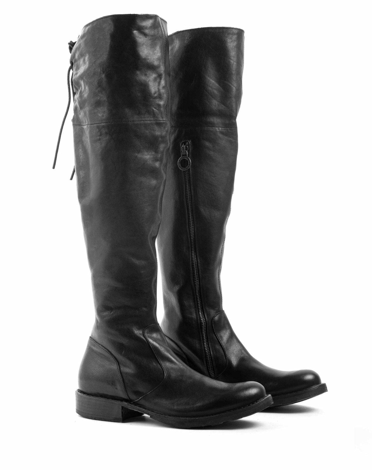 Fiorentini + Baker, ETERNITY 705,  black leather knee-high boot with inside zip - Made in Italy - lateral 