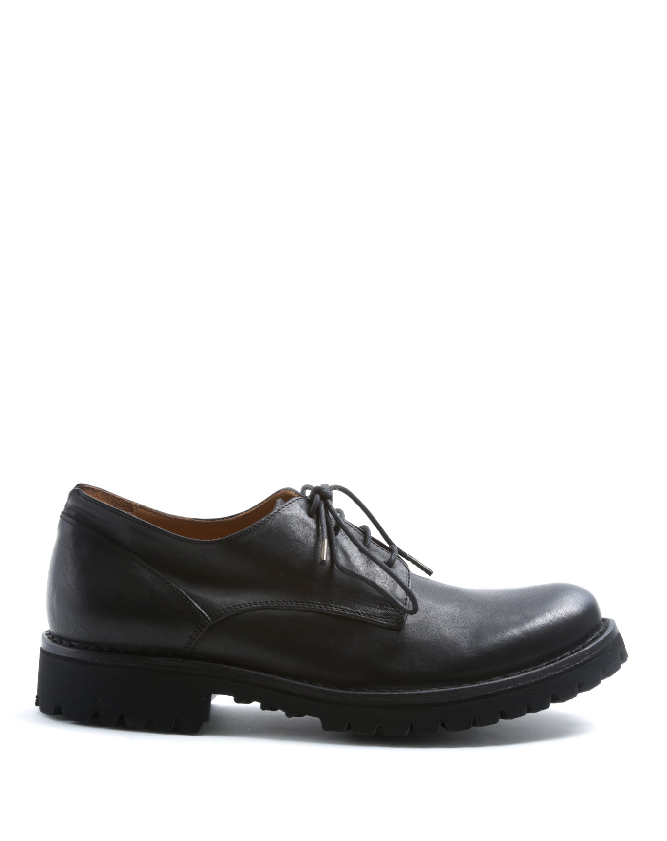 Fiorentini + Baker ETERNITY MASSIVE M-706, Black leather unisex derby leather shoes with thick rubber sole-Made in Italy-side