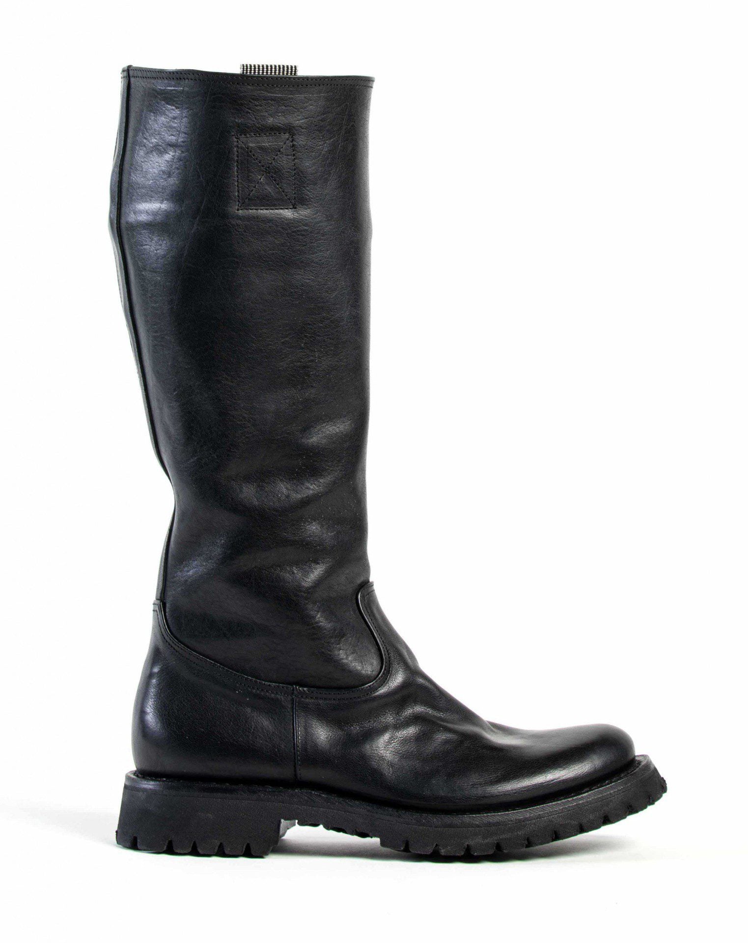 Fiorentini + Baker, ETERNITY MASSIVE M-ENGY, Black leather tall boots with inside zip and thick rubber sole-Made in Italy-side