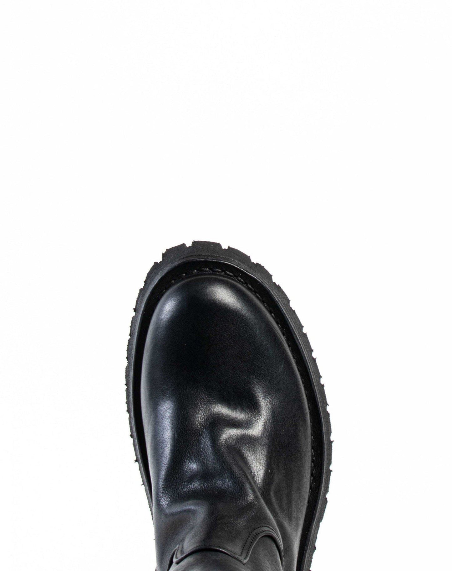 Fiorentini + Baker, ETERNITY MASSIVE M-ENGY, Black leather tall boots with inside zip and thick rubber sole-Made in Italy-toe