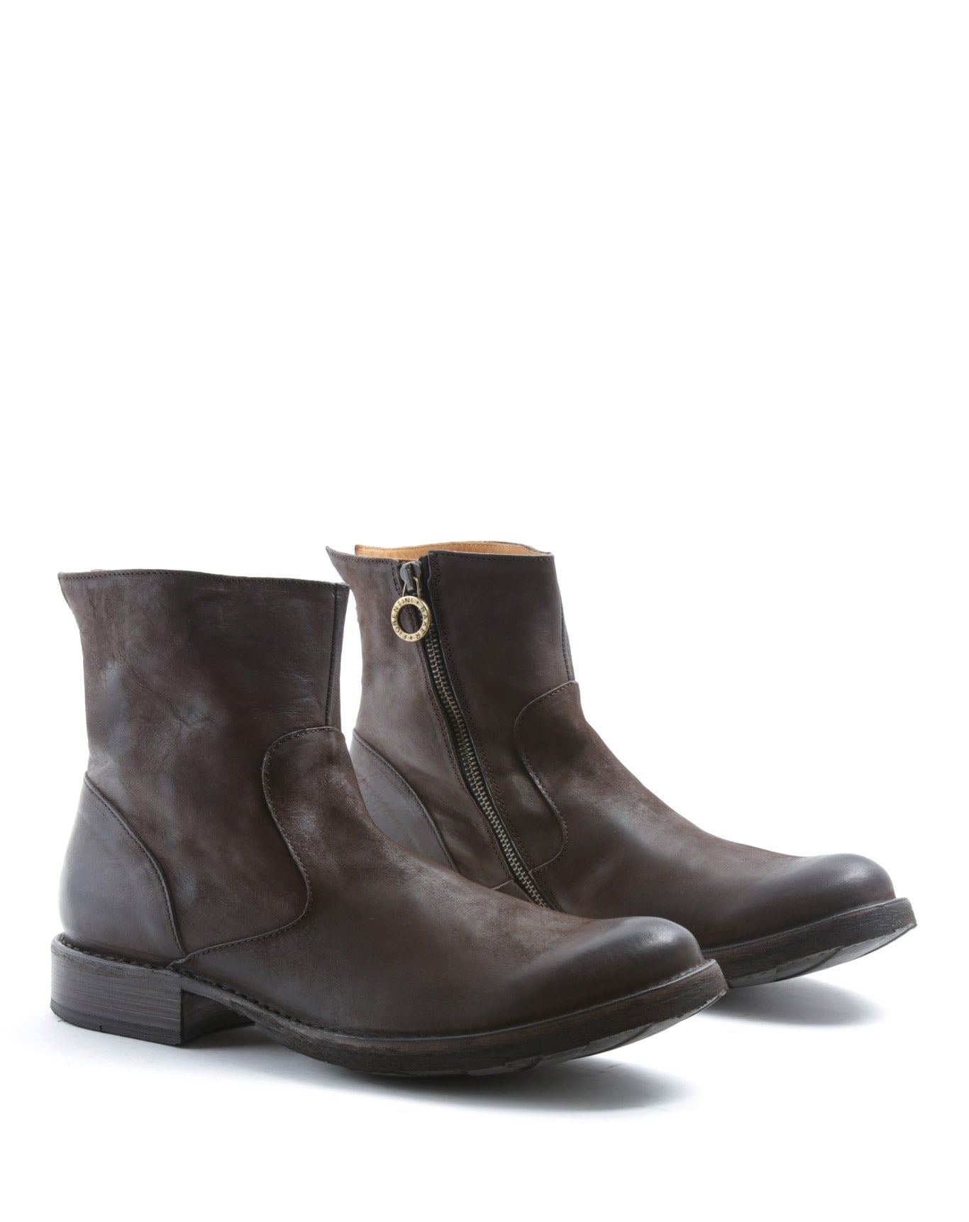 Fiorentini + Baker, ETERNITY 709, Brown leather ankle boots with inside zip-Made in Italy-lateral