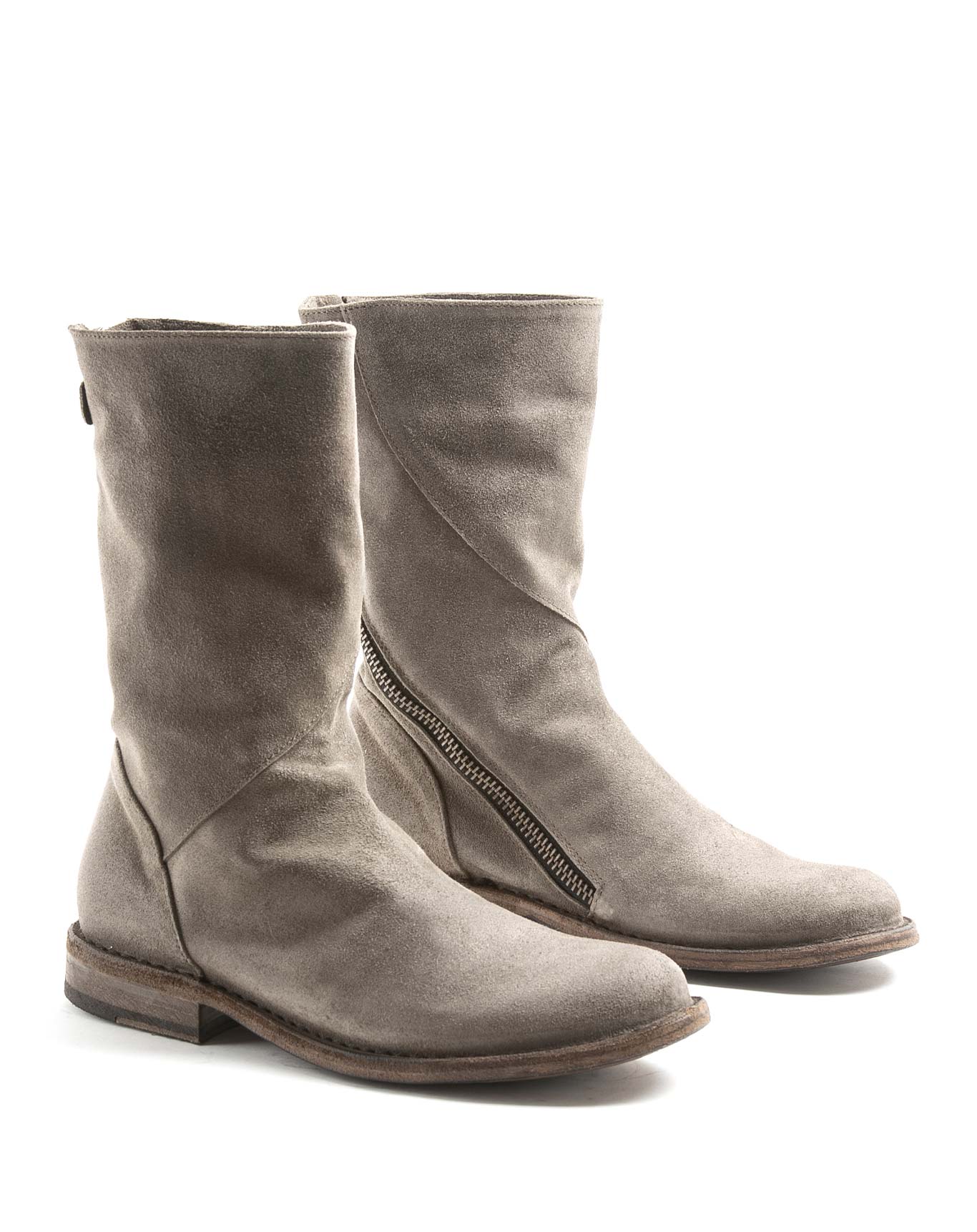Fiorentini + Baker, FRATERNITY FEZE, Taupe suede mid-height boots with inside lateral zip-Made in Italy-lateral