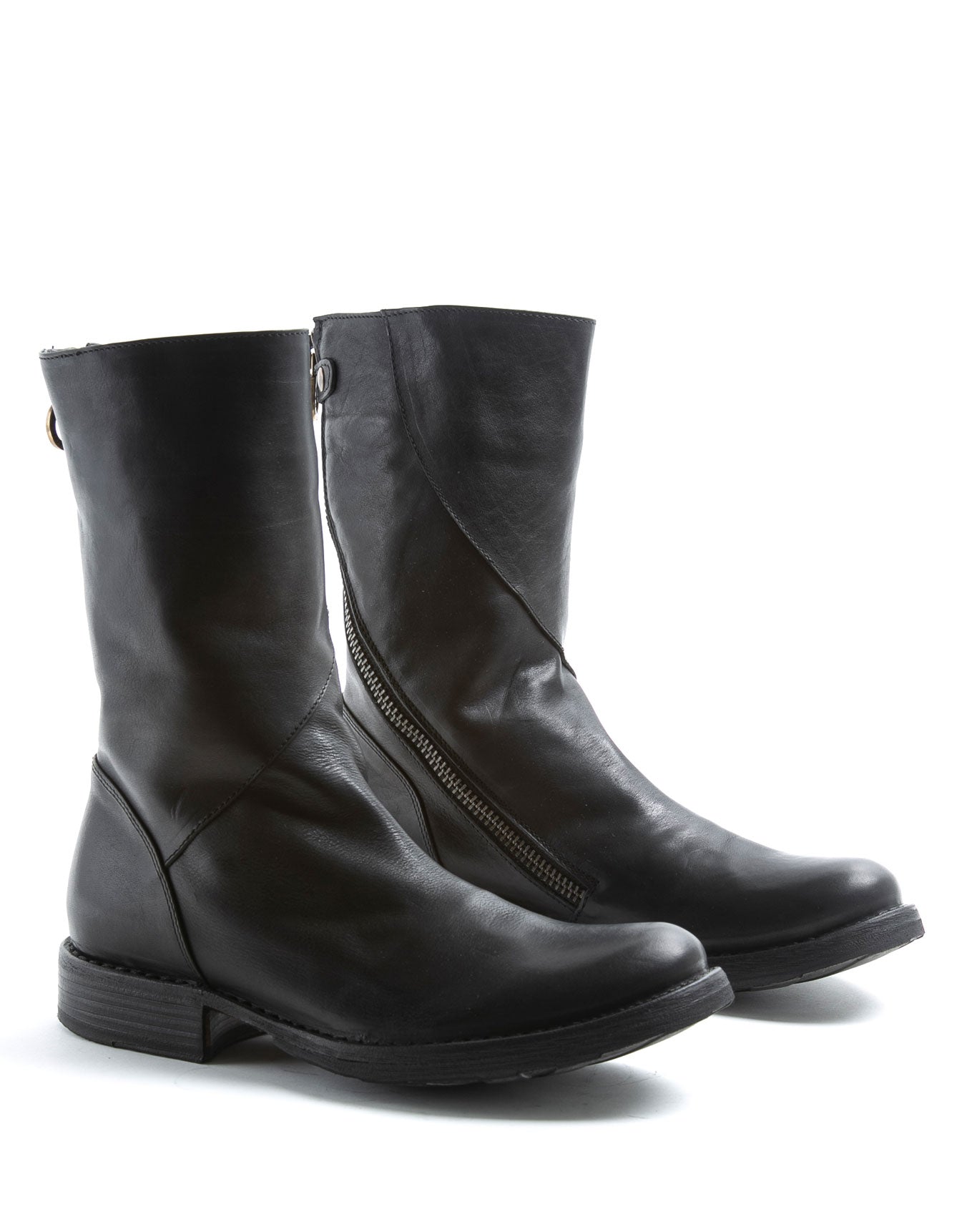 Fiorentini + Baker, ETERNITY EZEE, Black leather mid-height boots with inside diagonal zip-Made in Italy-lateral