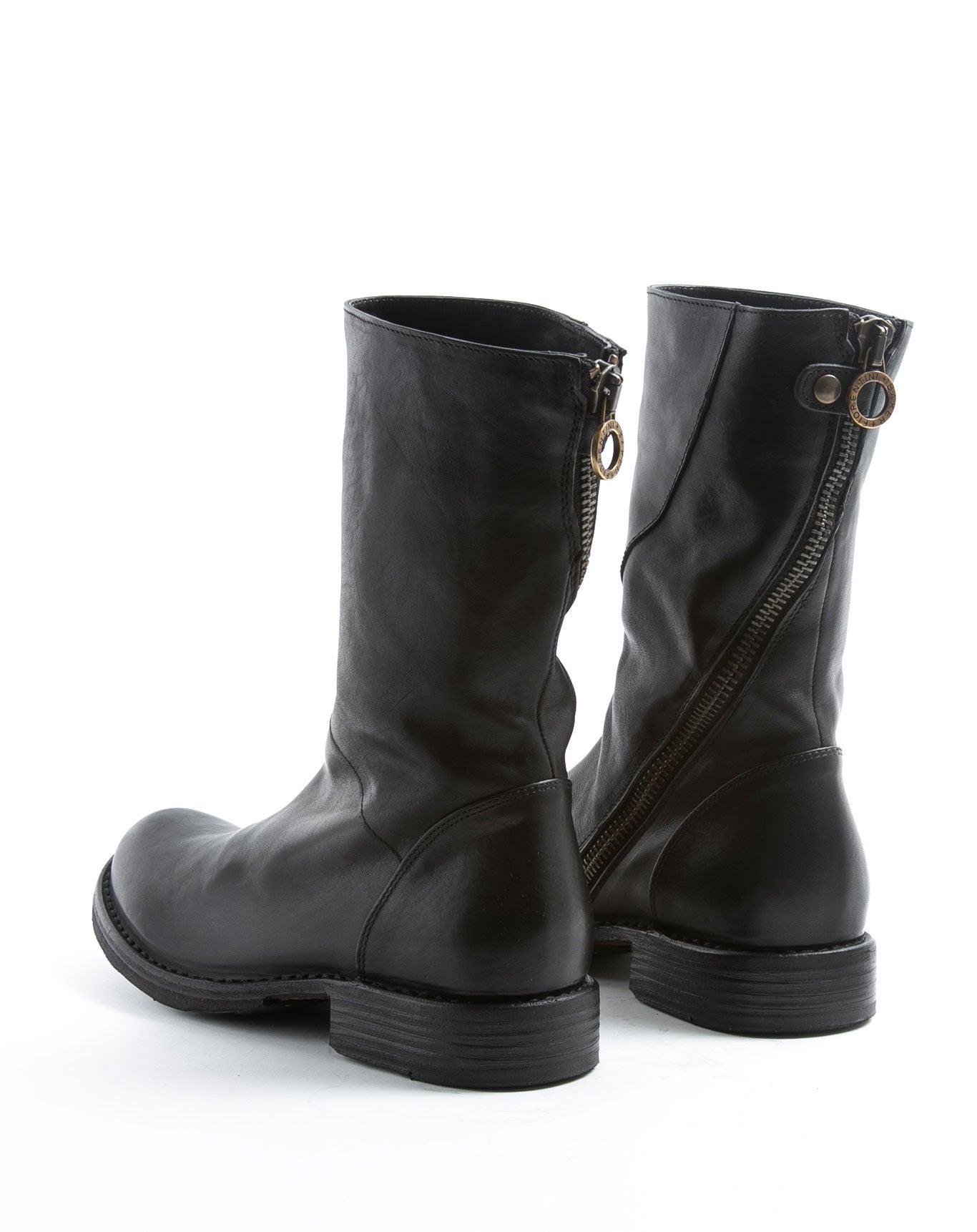 Simple black leather boots fashion