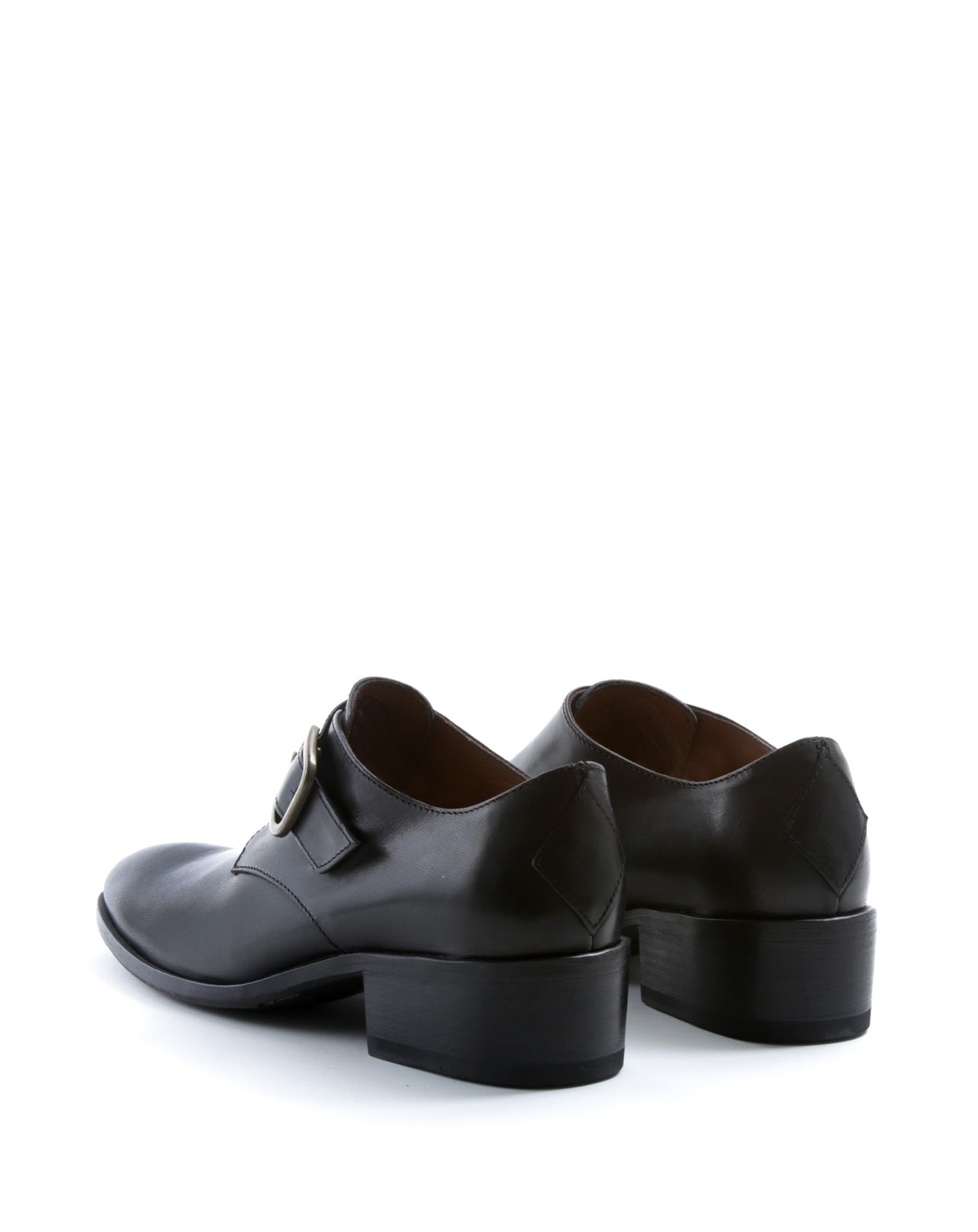 Fiorentini + Baker, CHANCE CHIEN, Women buckled monk shoe in black leather with elongated toe-Made in Italy-back