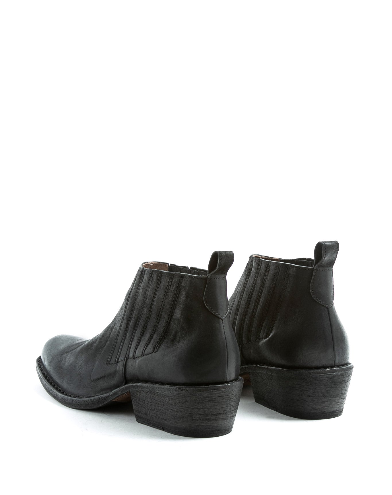 Fiorentini + Baker, CUBAN CLU, Women pull-on short ankle boots with Cuban heel and elasticated side panels in black leather-Made in Italy-back