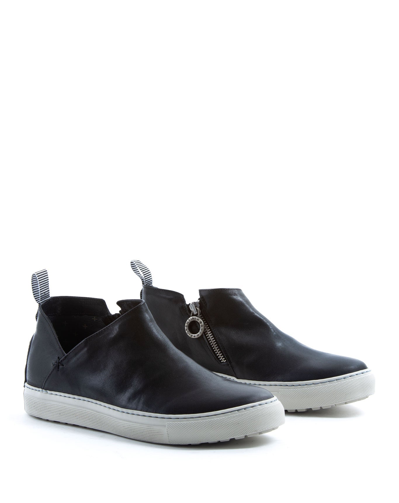 Fiorentini + Baker, BOLT BRIE, Black leather asymmetric sneakers with inside zip-Made in Italy-lateral