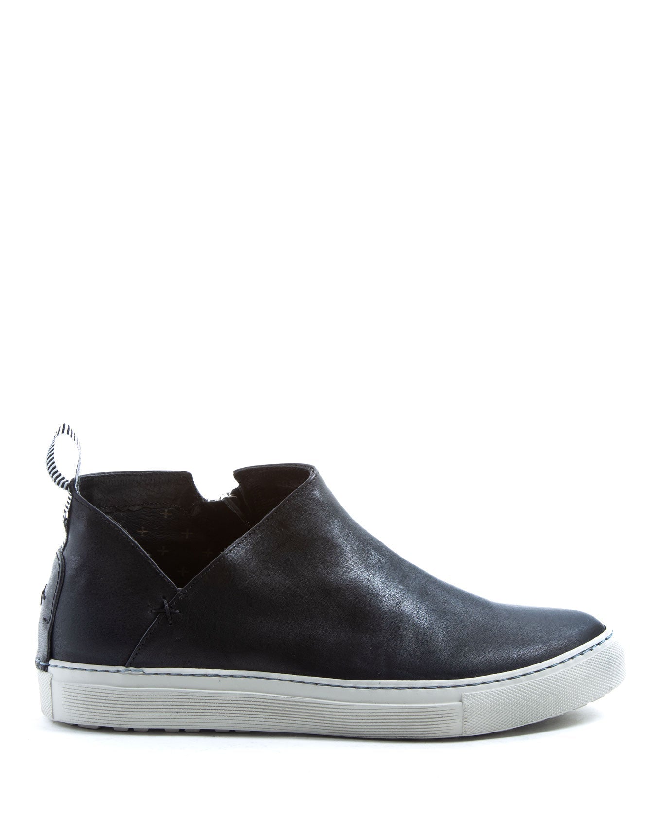 Fiorentini + Baker, BOLT BRIE, Black leather asymmetric sneakers with inside zip-Made in Italy-side