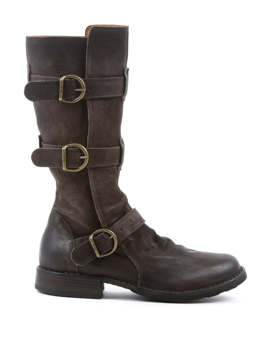 Fiorentini + Baker, ETERNITY 7040, tall brown leather boot with buckles - Made in Italy - side